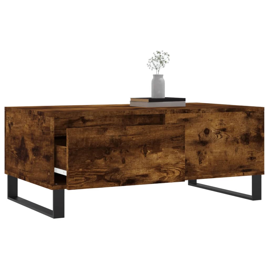 vidaXL Coffee Table Smoked Oak 90x50x36.5 cm Engineered Wood 3