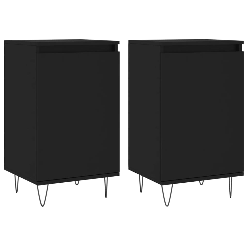 vidaXL Sideboards 2 pcs Black 40x35x70 cm Engineered Wood 2