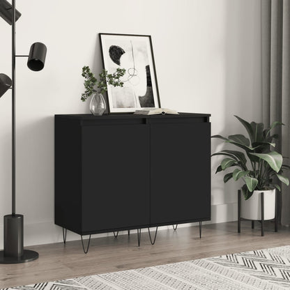 vidaXL Sideboards 2 pcs Black 40x35x70 cm Engineered Wood 1