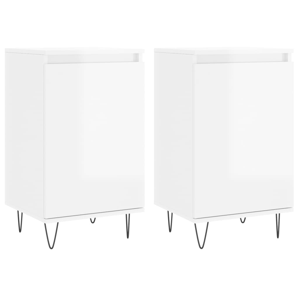 vidaXL Sideboards 2 pcs High Gloss White 40x35x70 cm Engineered Wood 2