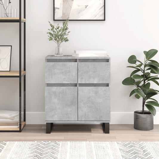 vidaXL Sideboard Concrete Grey Engineered Wood standing in a bright living room next to a plant