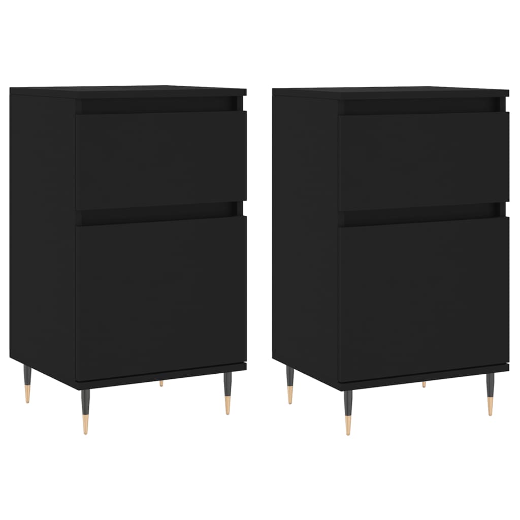 vidaXL Sideboards 2 pcs Black 40x35x70 cm Engineered Wood 2