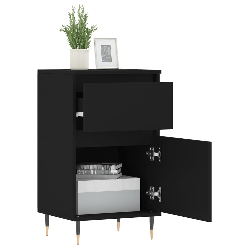vidaXL Sideboards 2 pcs Black 40x35x70 cm Engineered Wood 4