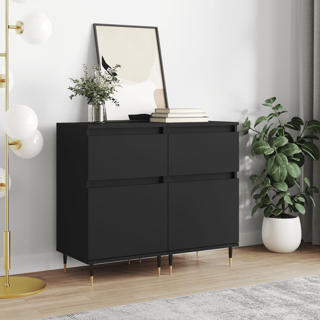 vidaXL Sideboards 2 pcs Black 40x35x70 cm Engineered Wood 1