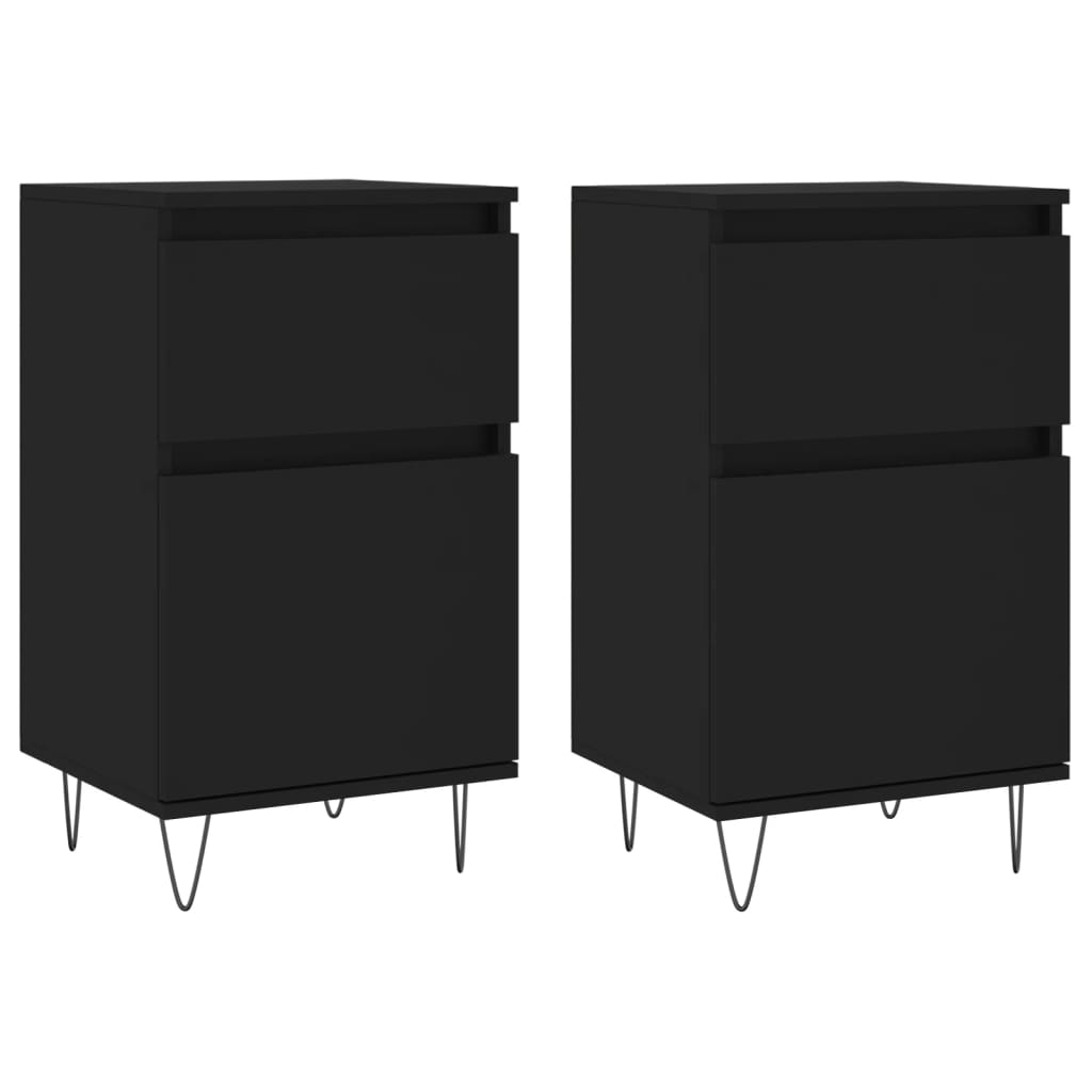 vidaXL Sideboards 2 pcs Black 40x35x70 cm Engineered Wood 2