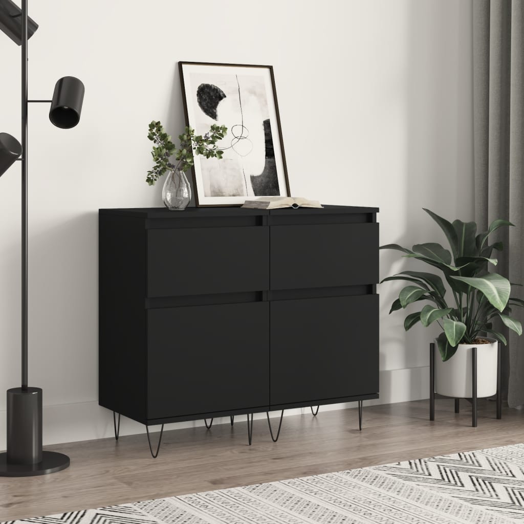 vidaXL Sideboards 2 pcs Black 40x35x70 cm Engineered Wood 1