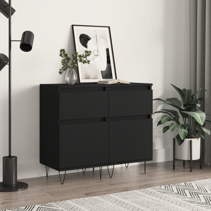 vidaXL Sideboards 2 pcs Black 40x35x70 cm Engineered Wood 1