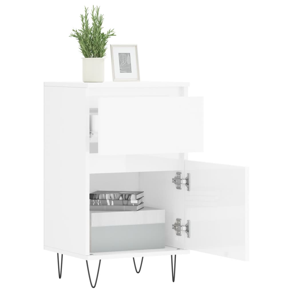 vidaXL Sideboards 2 pcs High Gloss White 40x35x70 cm Engineered Wood 4
