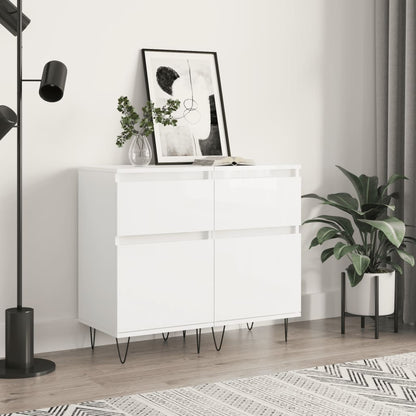 vidaXL Sideboards 2 pcs High Gloss White 40x35x70 cm Engineered Wood 1