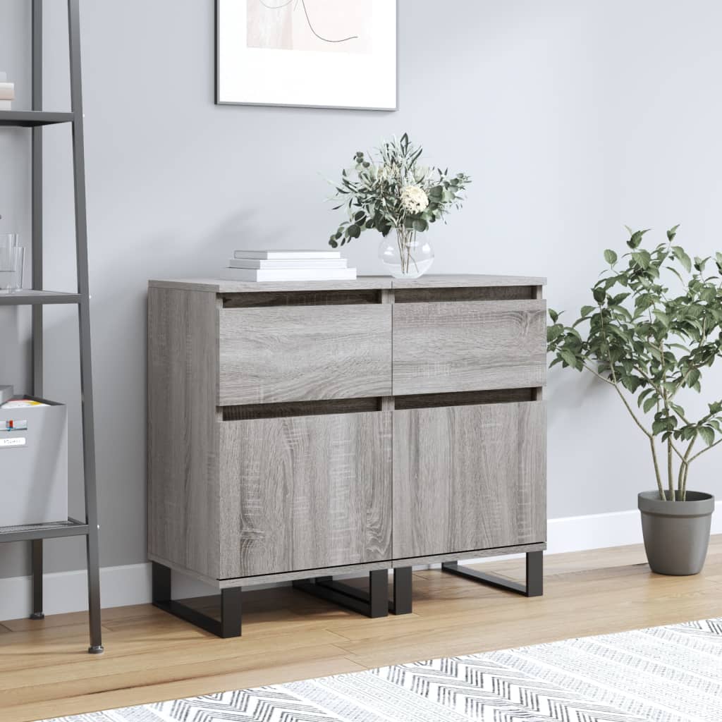 vidaXL Sideboards 2 pcs Grey Sonoma 40x35x70 cm Engineered Wood 1