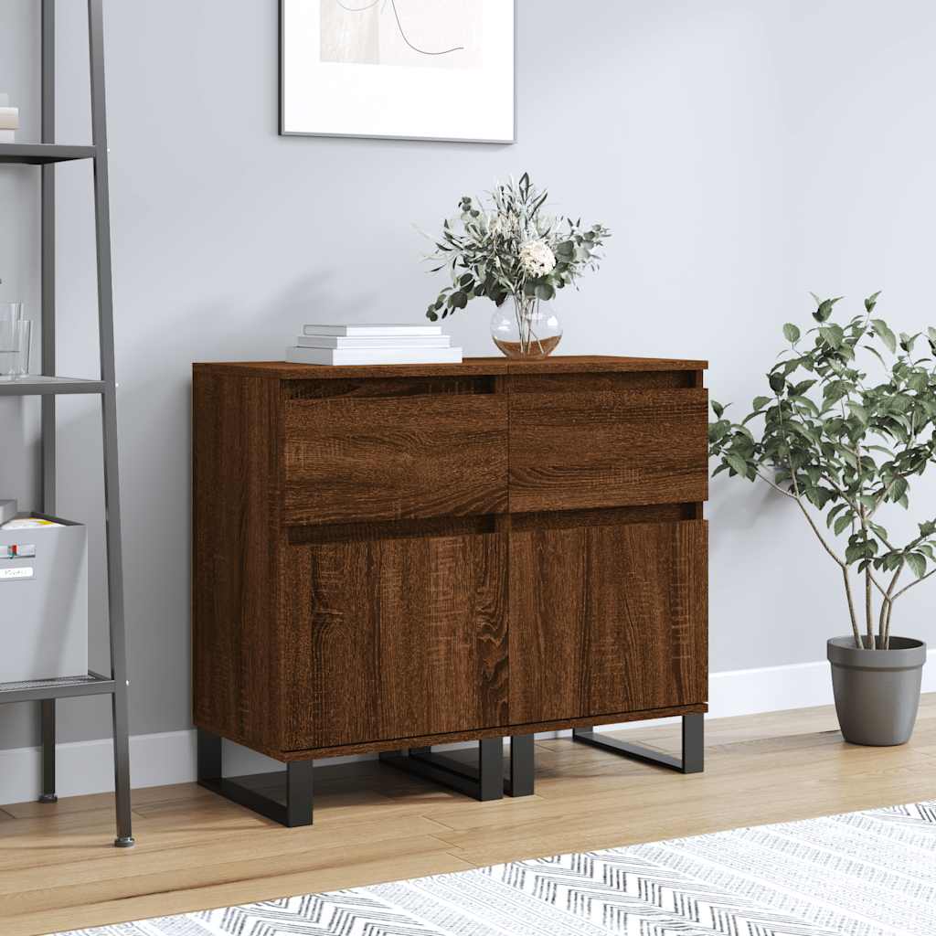 vidaXL Sideboards 2 pcs Brown Oak 40x35x70 cm Engineered Wood 1