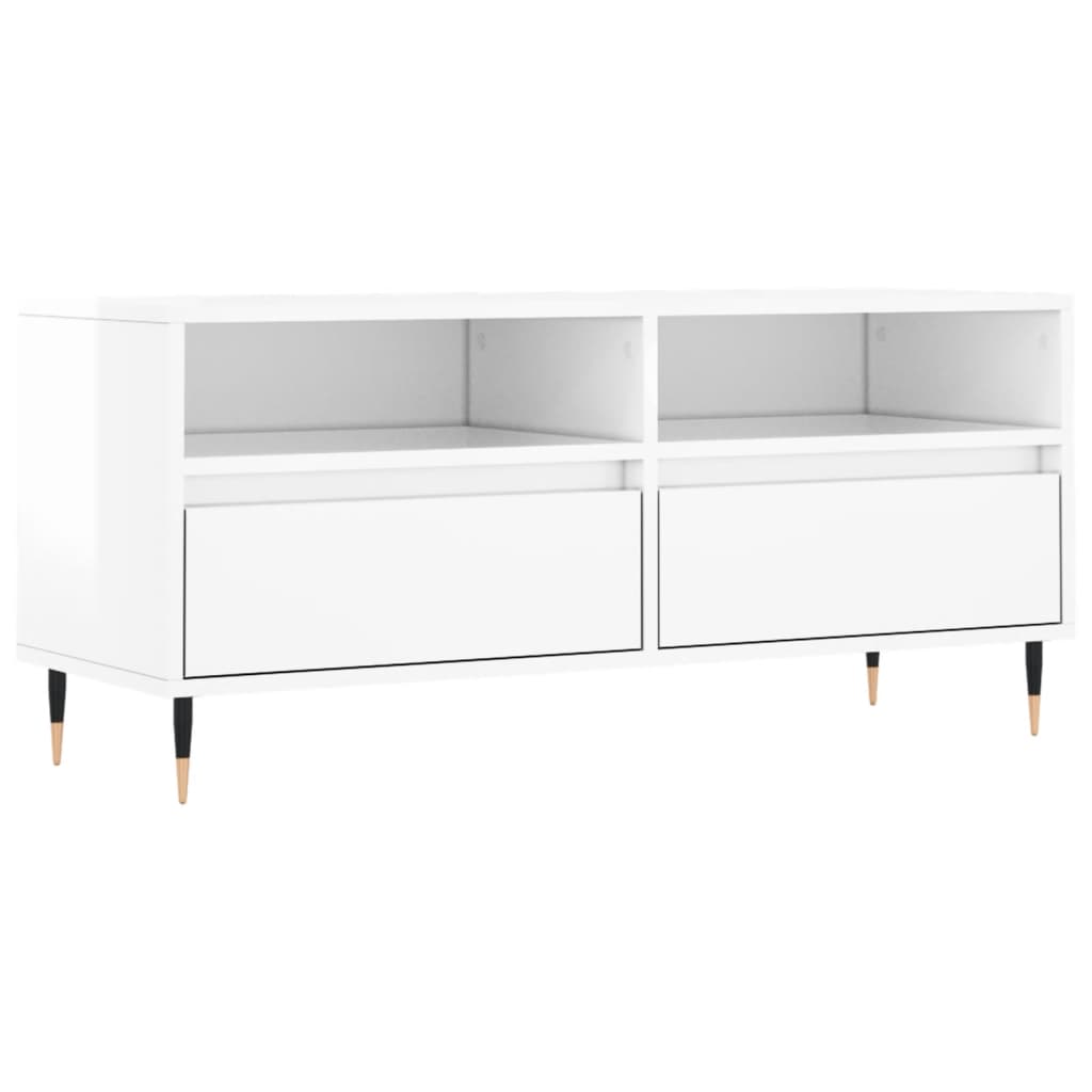 vidaXL TV Cabinet High Gloss White 100x34.5x44.5 cm Engineered Wood 2