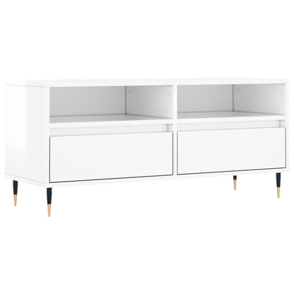 vidaXL TV Cabinet High Gloss White 100x34.5x44.5 cm Engineered Wood 2