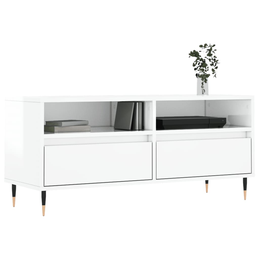 vidaXL TV Cabinet High Gloss White 100x34.5x44.5 cm Engineered Wood 3
