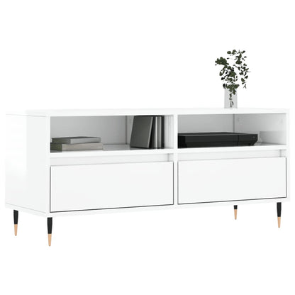 vidaXL TV Cabinet High Gloss White 100x34.5x44.5 cm Engineered Wood 3