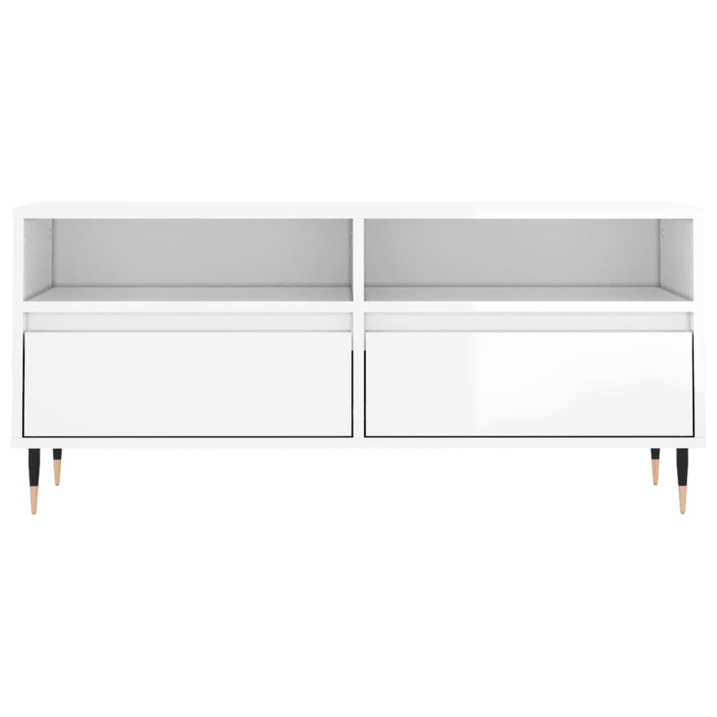 vidaXL TV Cabinet High Gloss White 100x34.5x44.5 cm Engineered Wood 5