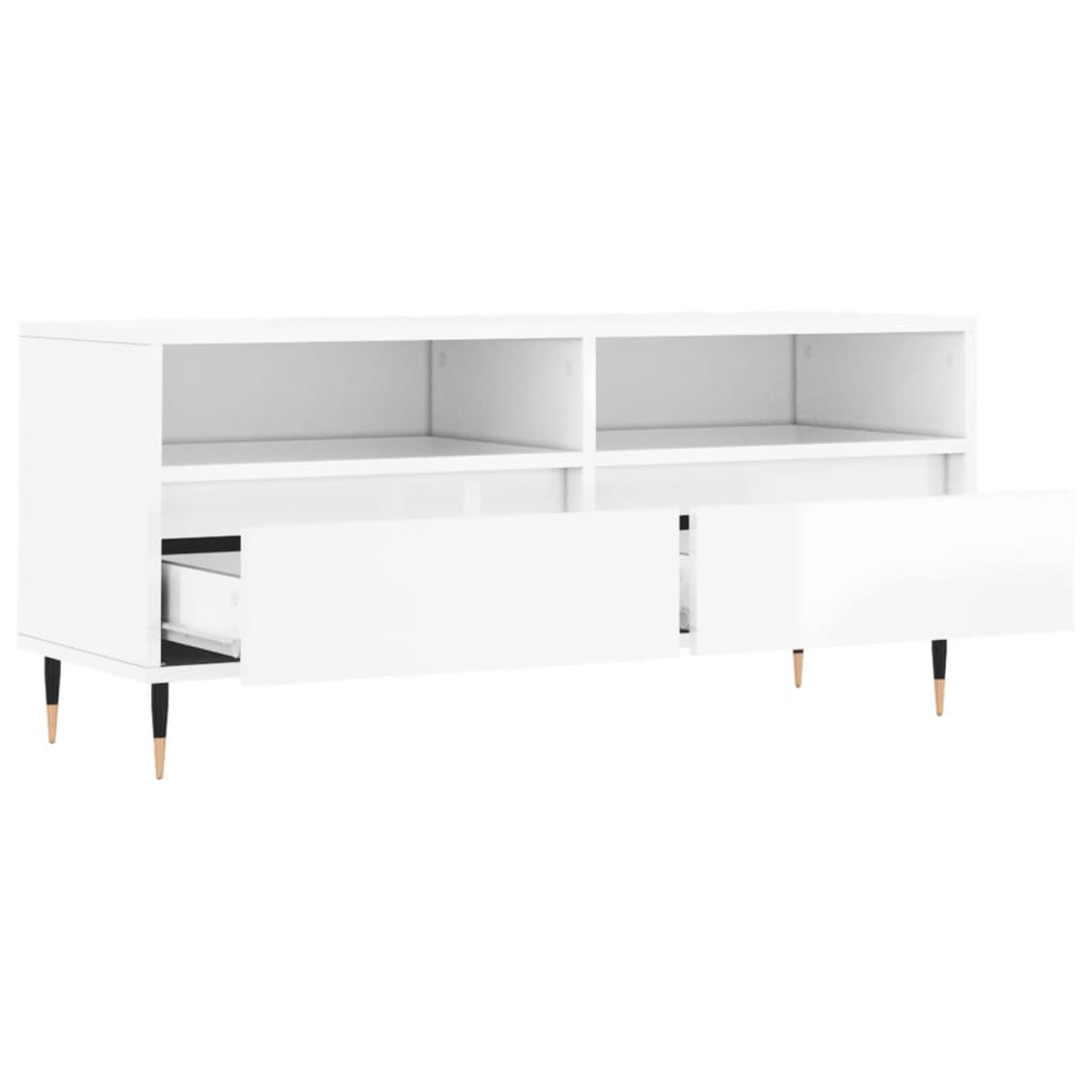 vidaXL TV Cabinet High Gloss White 100x34.5x44.5 cm Engineered Wood 6