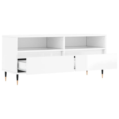 vidaXL TV Cabinet High Gloss White 100x34.5x44.5 cm Engineered Wood 6
