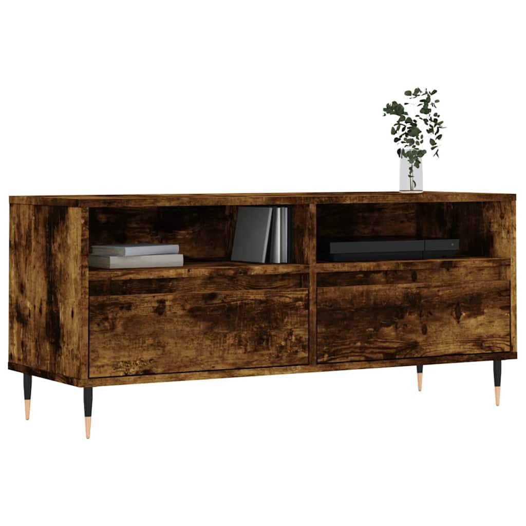 vidaXL TV Cabinet Smoked Oak 100x34.5x44.5 cm Engineered Wood 3
