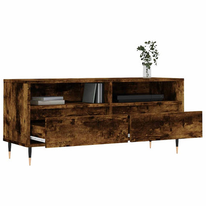 vidaXL TV Cabinet Smoked Oak 100x34.5x44.5 cm Engineered Wood 4