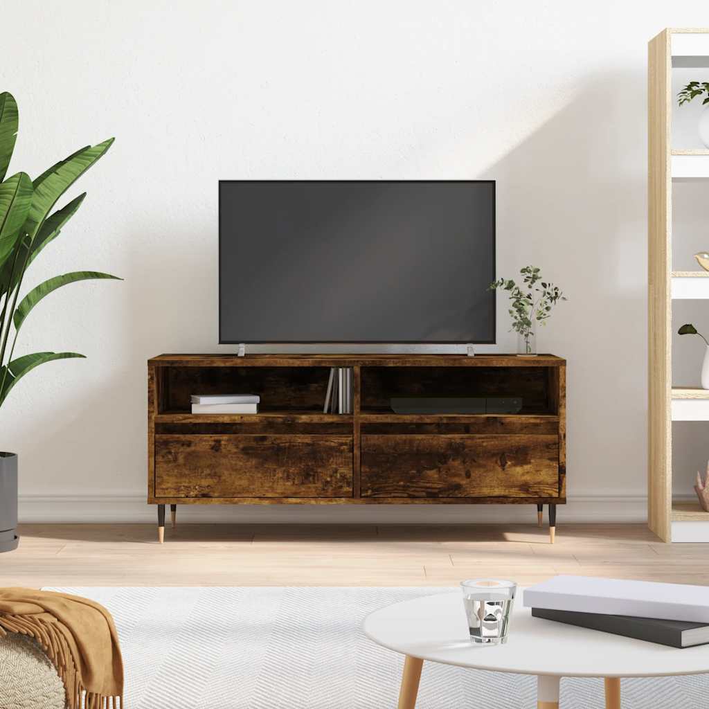 vidaXL TV Cabinet Smoked Oak 100x34.5x44.5 cm Engineered Wood 1