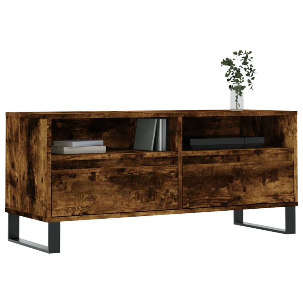 vidaXL TV Cabinet Smoked Oak 100x34.5x44.5 cm Engineered Wood 3