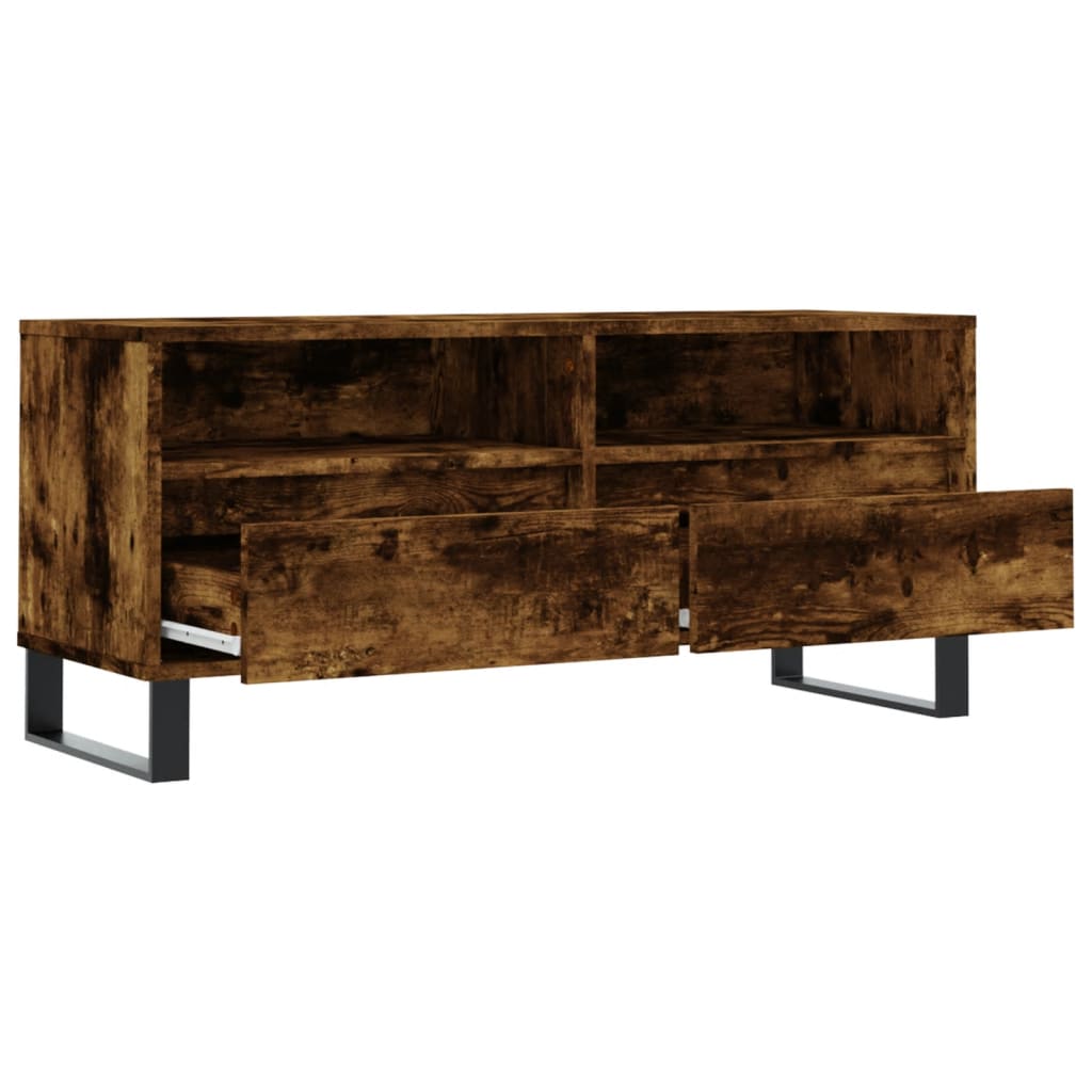vidaXL TV Cabinet Smoked Oak 100x34.5x44.5 cm Engineered Wood 6