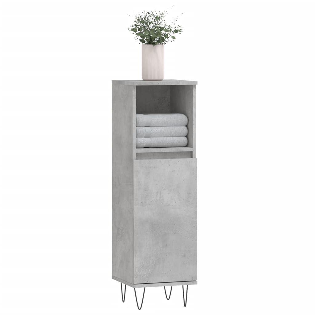 vidaXL Bathroom Cabinet Concrete Grey 30x30x100 cm Engineered Wood 3
