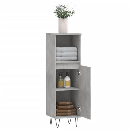 vidaXL Bathroom Cabinet Concrete Grey 30x30x100 cm Engineered Wood 4