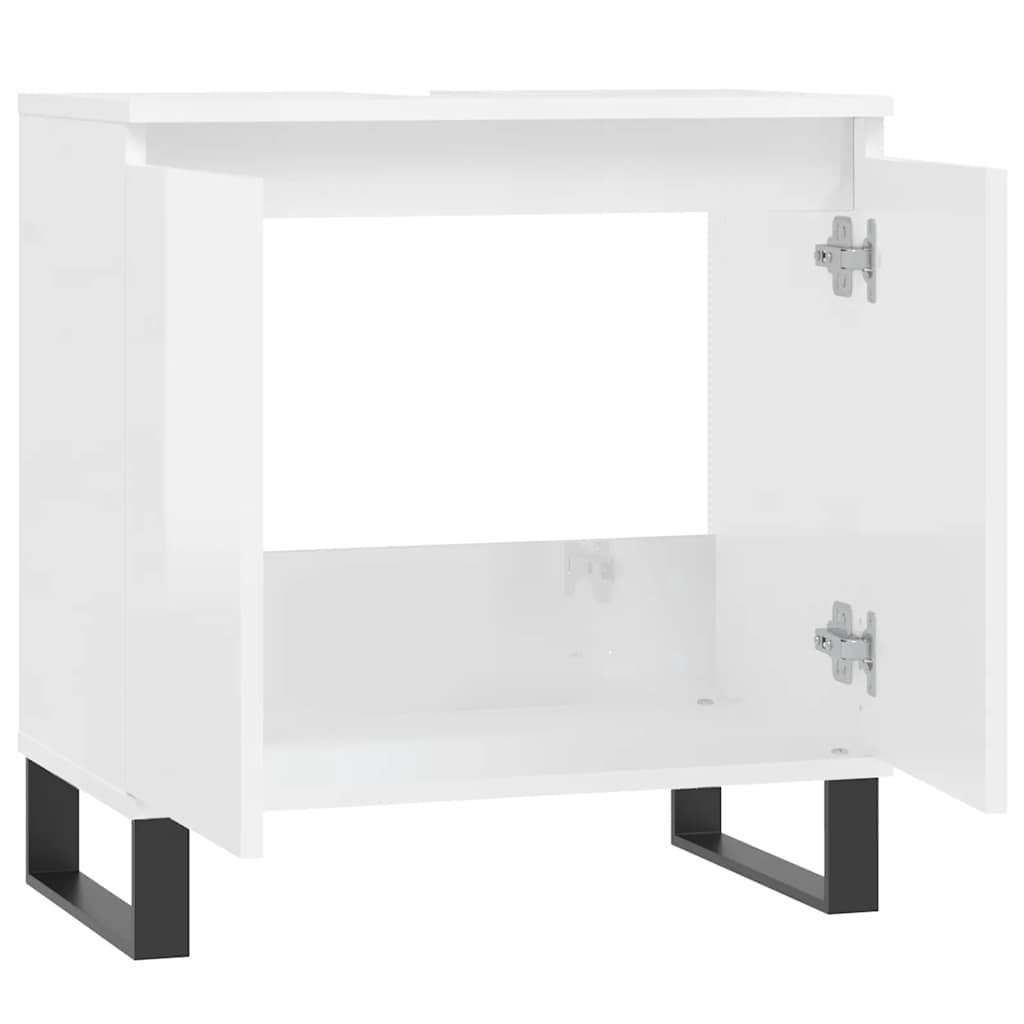vidaXL Bathroom Cabinet High Gloss White 58x33x60 cm Engineered Wood 5