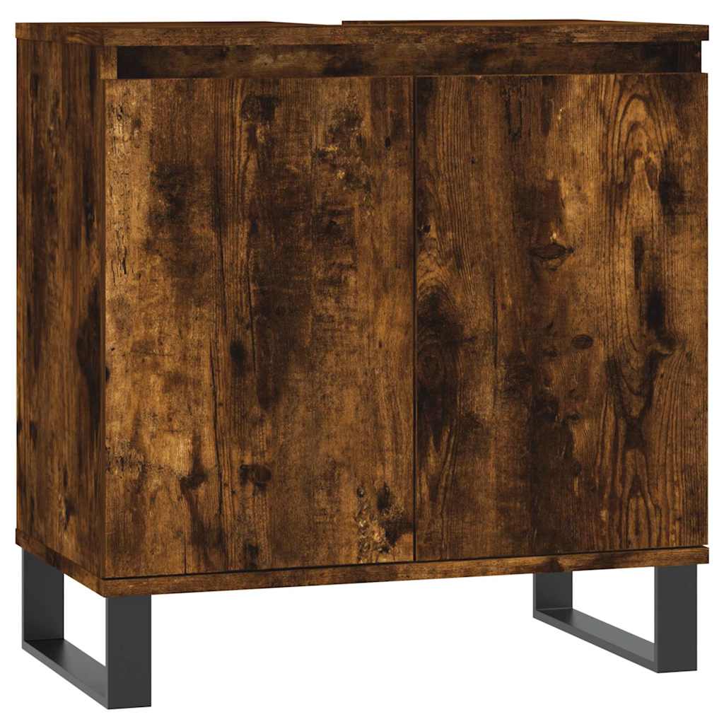 vidaXL Bathroom Cabinet Smoked Oak 58x33x60 cm Engineered Wood 2