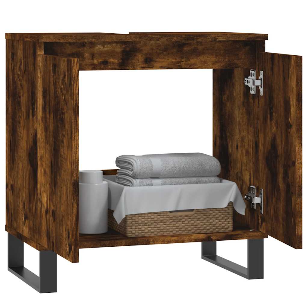 vidaXL Bathroom Cabinet Smoked Oak 58x33x60 cm Engineered Wood 3
