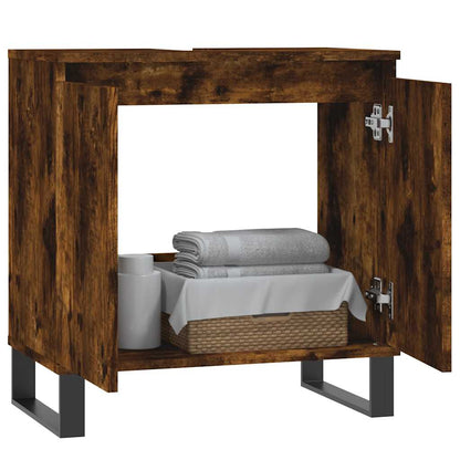 vidaXL Bathroom Cabinet Smoked Oak 58x33x60 cm Engineered Wood 3