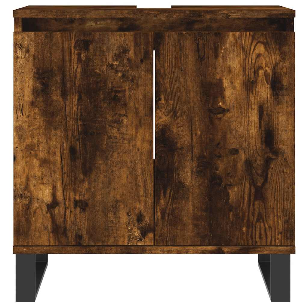 vidaXL Bathroom Cabinet Smoked Oak 58x33x60 cm Engineered Wood 4