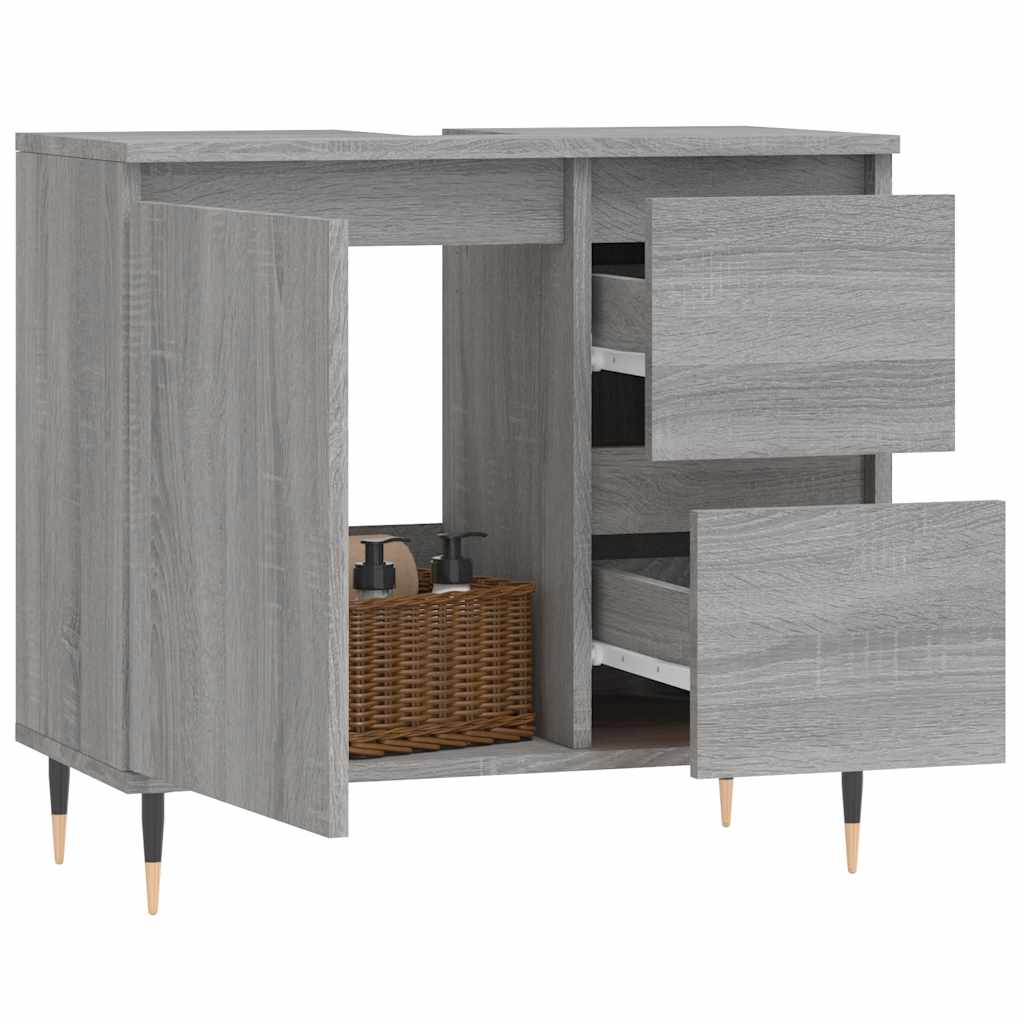 vidaXL Bathroom Cabinet Grey Sonoma 65x33x60 cm Engineered Wood 3