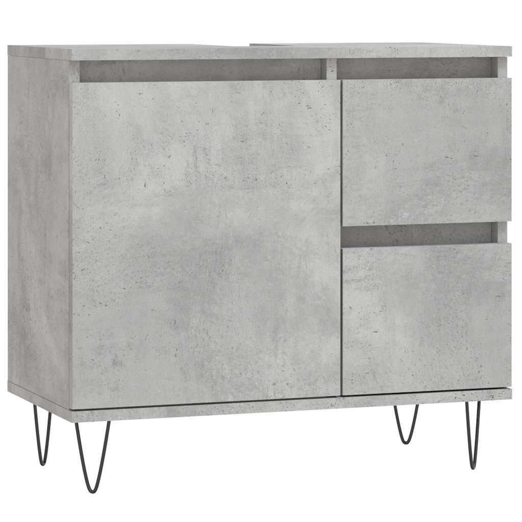 vidaXL Bathroom Cabinet Concrete Grey 65x33x60 cm Engineered Wood 2