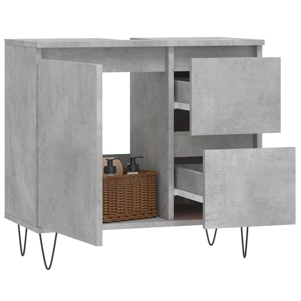 vidaXL Bathroom Cabinet Concrete Grey 65x33x60 cm Engineered Wood 3