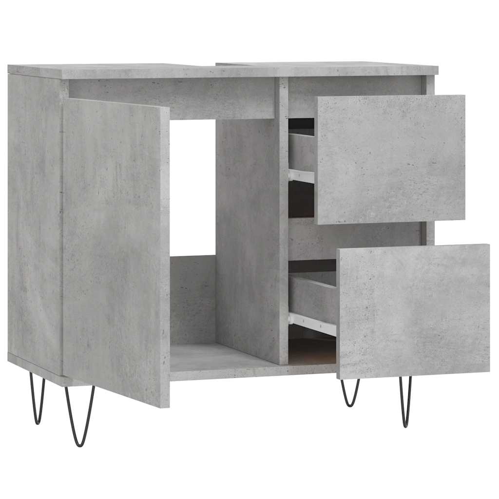 vidaXL Bathroom Cabinet Concrete Grey 65x33x60 cm Engineered Wood 4