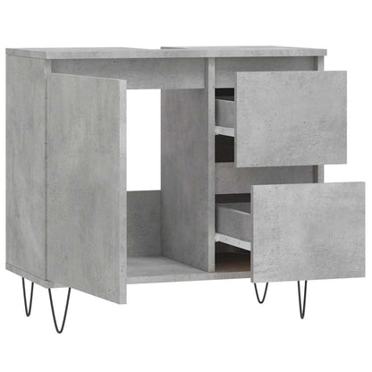 vidaXL Bathroom Cabinet Concrete Grey 65x33x60 cm Engineered Wood 4