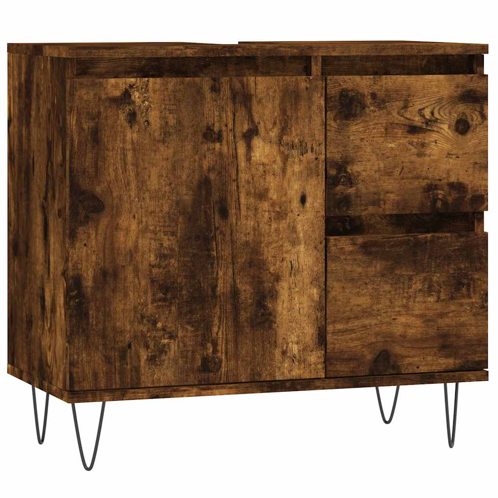 vidaXL Bathroom Cabinet Smoked Oak 65x33x60 cm Engineered Wood 2