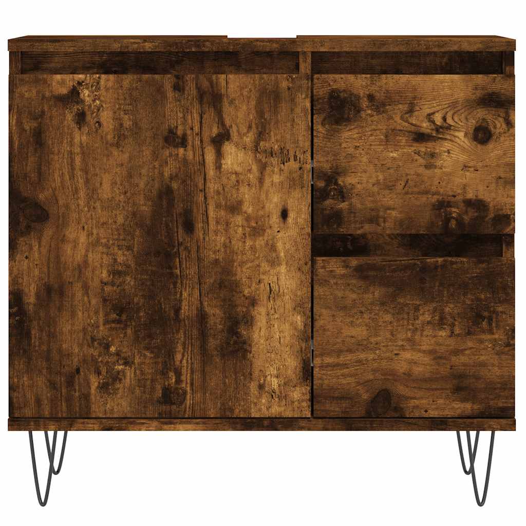 vidaXL Bathroom Cabinet Smoked Oak 65x33x60 cm Engineered Wood 5
