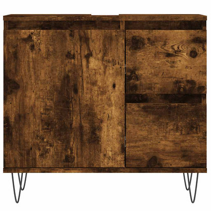 vidaXL Bathroom Cabinet Smoked Oak 65x33x60 cm Engineered Wood 5