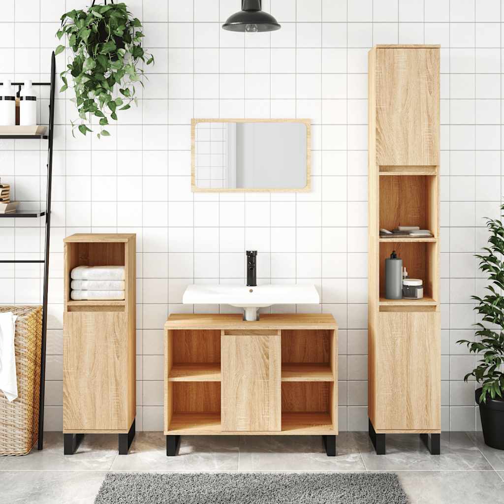 vidaXL Bathroom Cabinet Sonoma Oak 80x33x60 cm Engineered Wood 1
