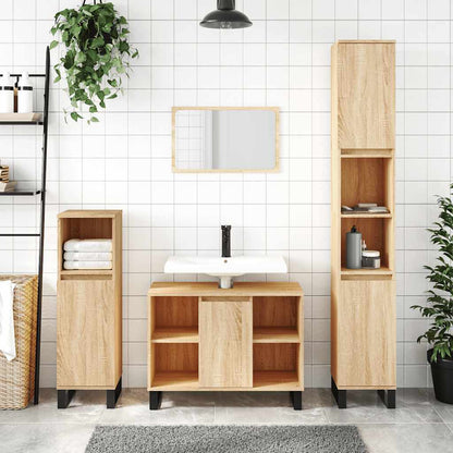 vidaXL Bathroom Cabinet Sonoma Oak 80x33x60 cm Engineered Wood 1