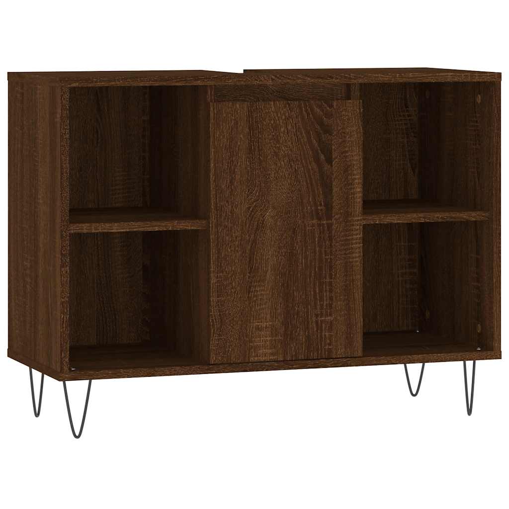vidaXL Bathroom Cabinet Brown Oak 80x33x60 cm Engineered Wood 2