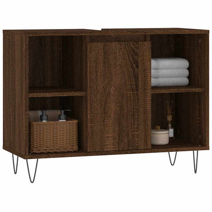 vidaXL Bathroom Cabinet Brown Oak 80x33x60 cm Engineered Wood 3