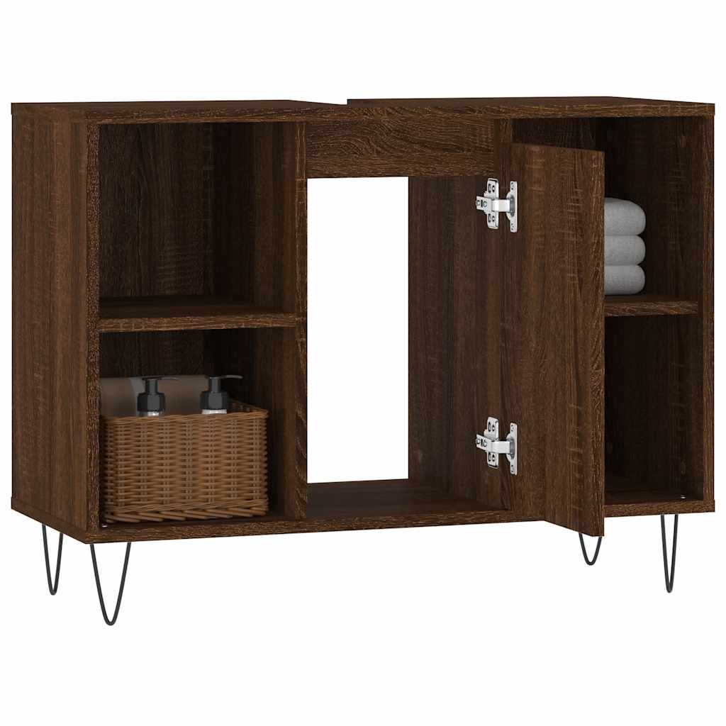 vidaXL Bathroom Cabinet Brown Oak 80x33x60 cm Engineered Wood 4