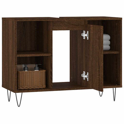 vidaXL Bathroom Cabinet Brown Oak 80x33x60 cm Engineered Wood 4