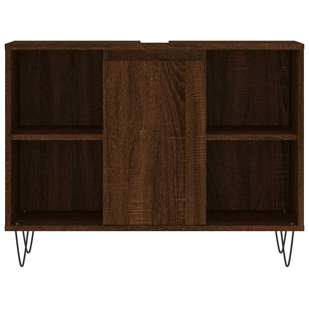 vidaXL Bathroom Cabinet Brown Oak 80x33x60 cm Engineered Wood 5