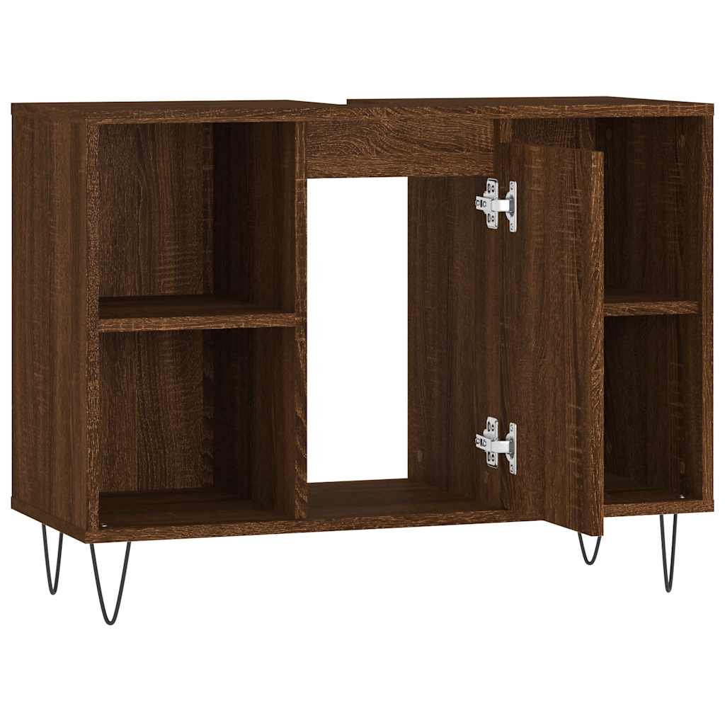 vidaXL Bathroom Cabinet Brown Oak 80x33x60 cm Engineered Wood 6